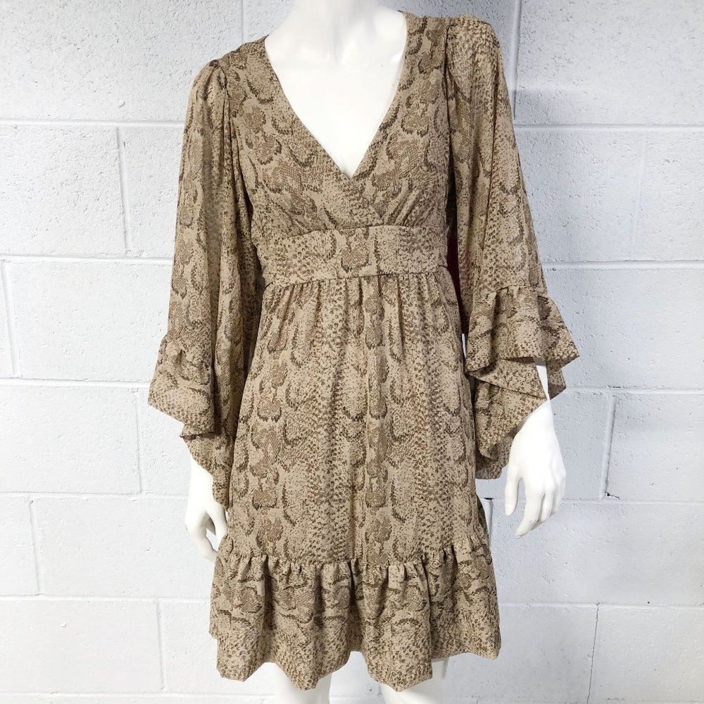 Betsey Johnson Bambi Snake Print Angel Sleeves Dress Size 2
